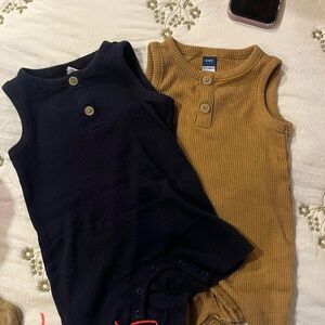 Old Navy Kids Ribbed Tank Tops - Navy and Mustard